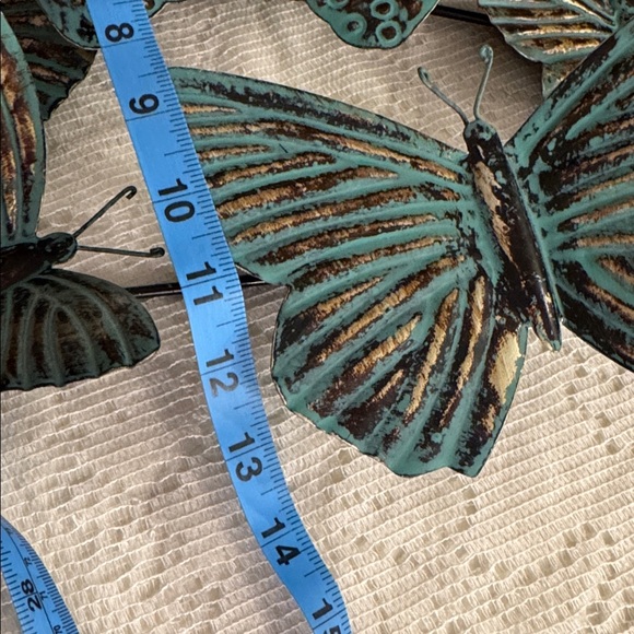 butterfly metal wall decor in teal, brown and gold 5 butterflies connected - Picture 10 of 12